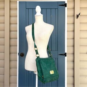 Fossil Long Live Vintage Boho Teal Green Leather Crossbody Bag